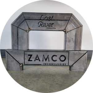 Steel tube cut and welded with our company logos
